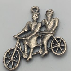 VTG Tandem Bicycle Pendant Retro Silvertone Jason Hallmark Marking